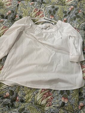 Calvin Klein White Off-Shoulder Cotton Blouse